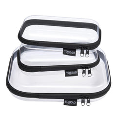 Estuche rígido YQBRAO transparente con cremallera para organización de viaje y cosméticos