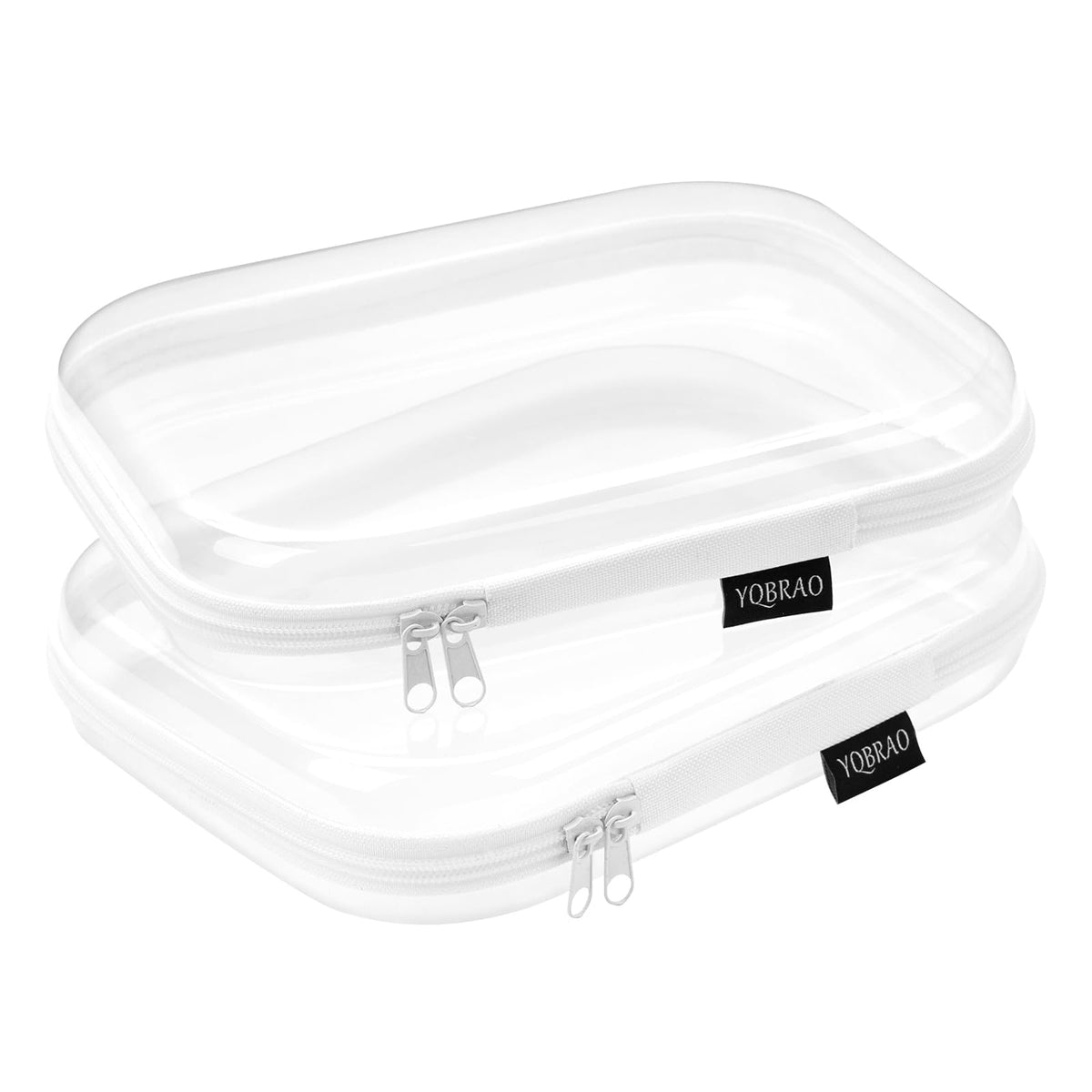 Diagrama del estuche rígido YQBRAO transparente con cremallera para almacenamiento ordenado en casa