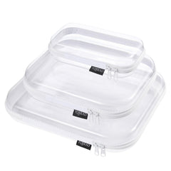 Estuche rígido YQBRAO transparente con cremallera doble para cosméticos.