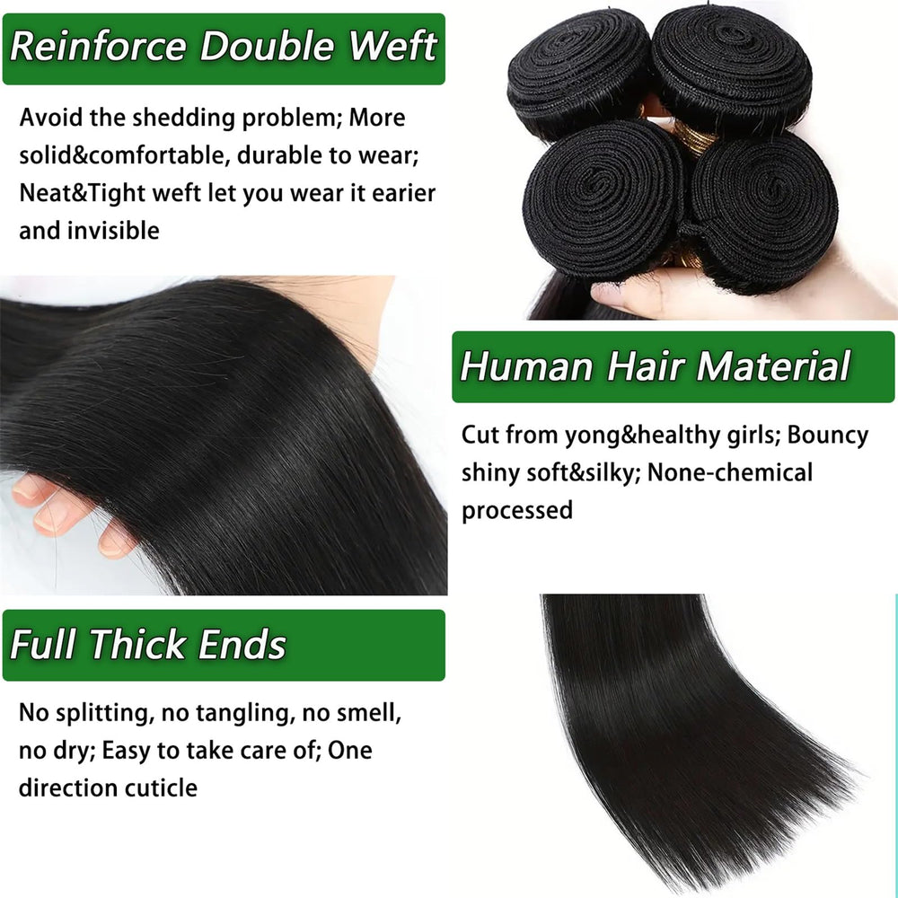 Ysivonu mechas de cabello liso de 20 pulgadas para mayor densidad y estilo