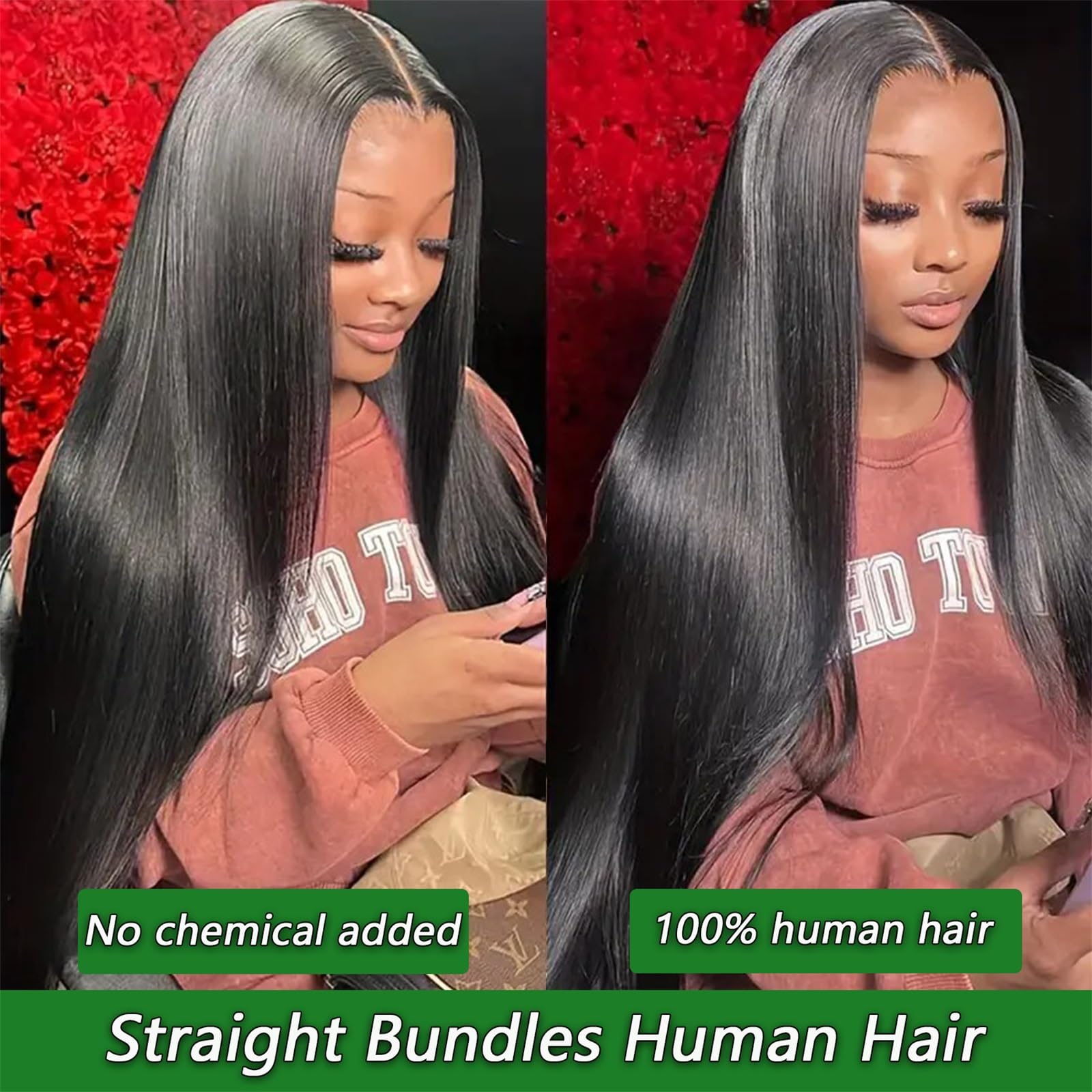 Ysivonu mechas de cabello liso preparadas para coser con acabado profesional