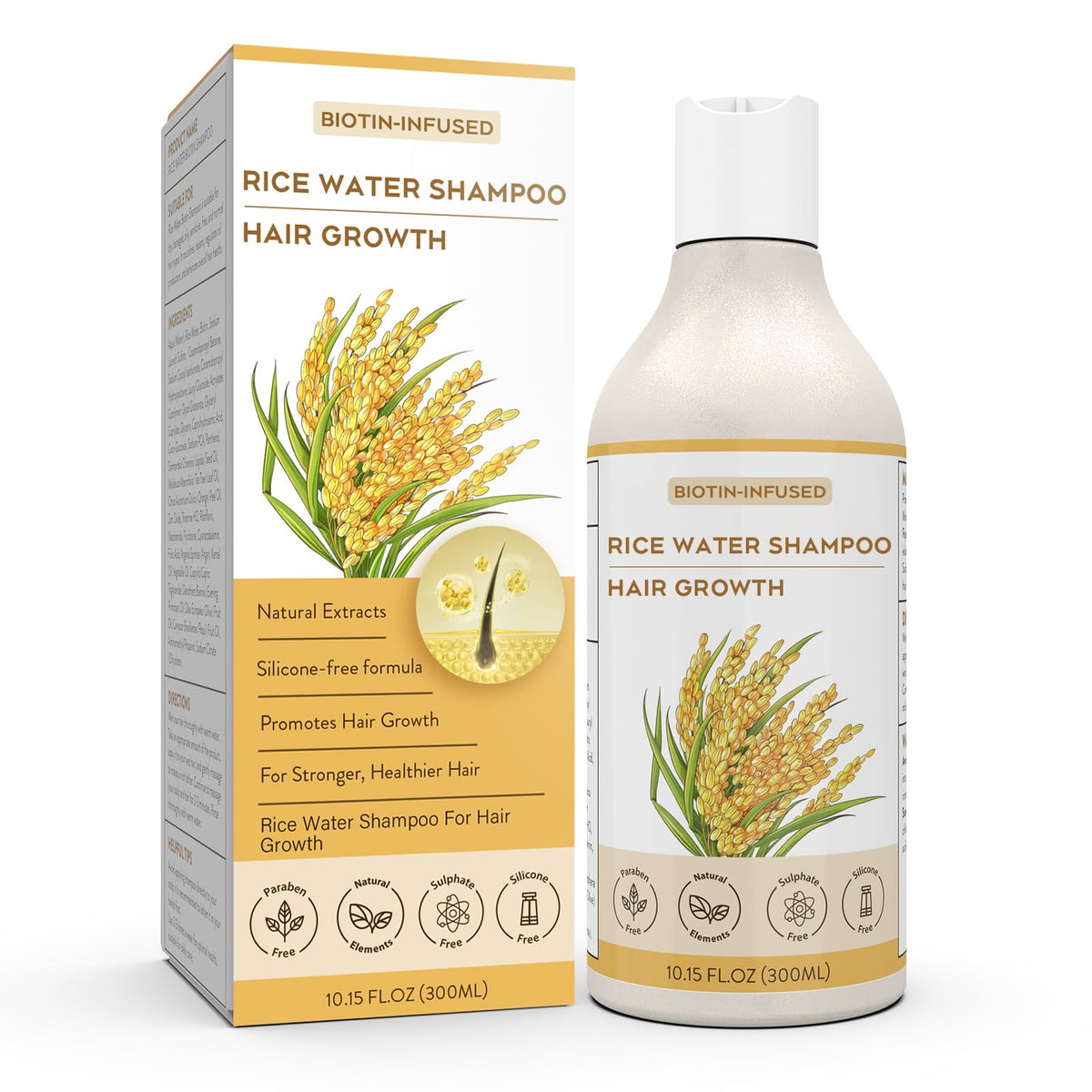 YSKWA Champú Agua de Arroz, botella: brillo y salud capilar