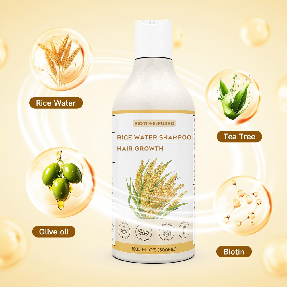 YSKWA Champú Agua de Arroz, cabello húmedo con textura suave
