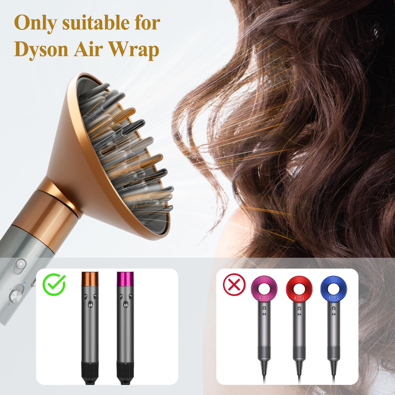 ytchyysk accesorio-diseño profesional dyson airwrap, mejora versatilidad en peinado.