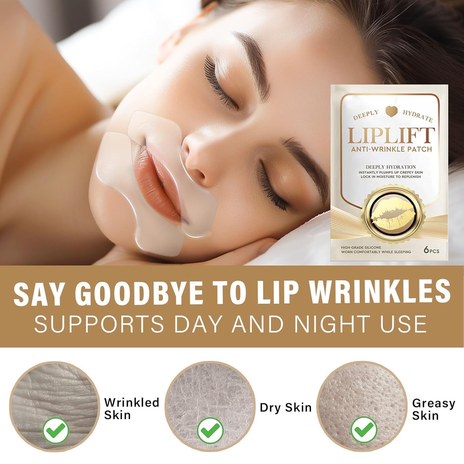 Parche labial YuanKanJu con colágeno hidrolizado para suavizar arrugas.