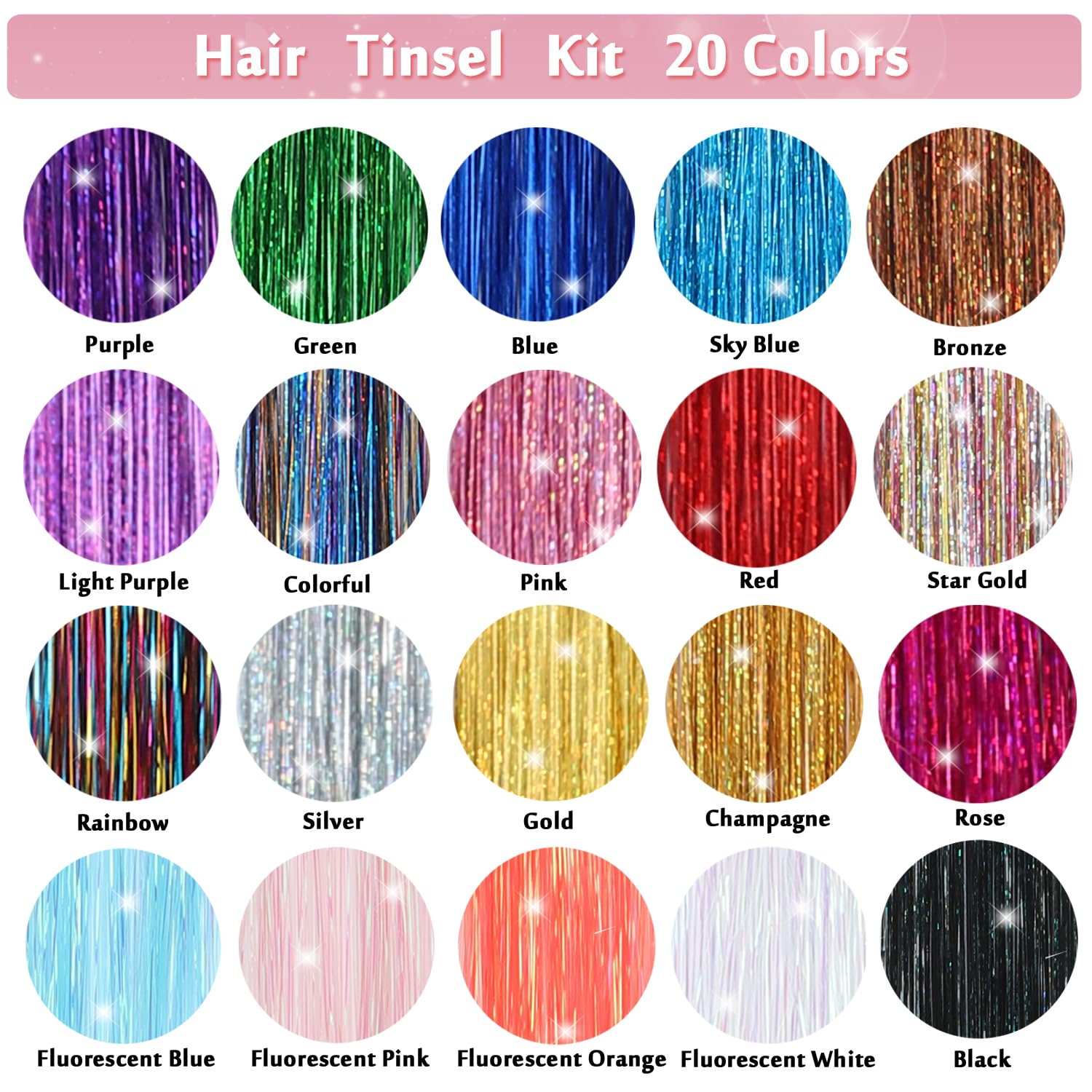 YUBTY tinsel pelo 120 cm ofrece longitud versátil para peinados.