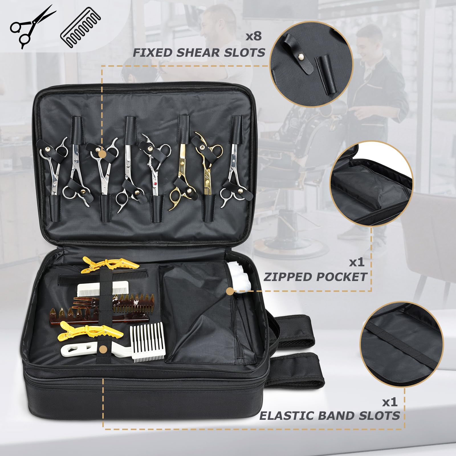 Bolsa Yueieoun bandeja desmontable interior: organización precisa de clippers y accesorios.