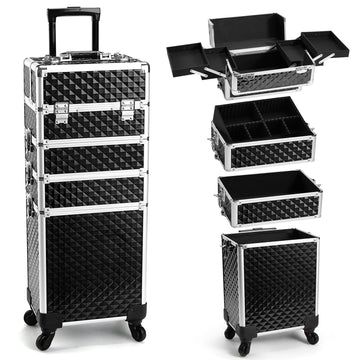 Yueieoun 4-en-1 carrito de maquillaje, vista frontal para organización móvil.