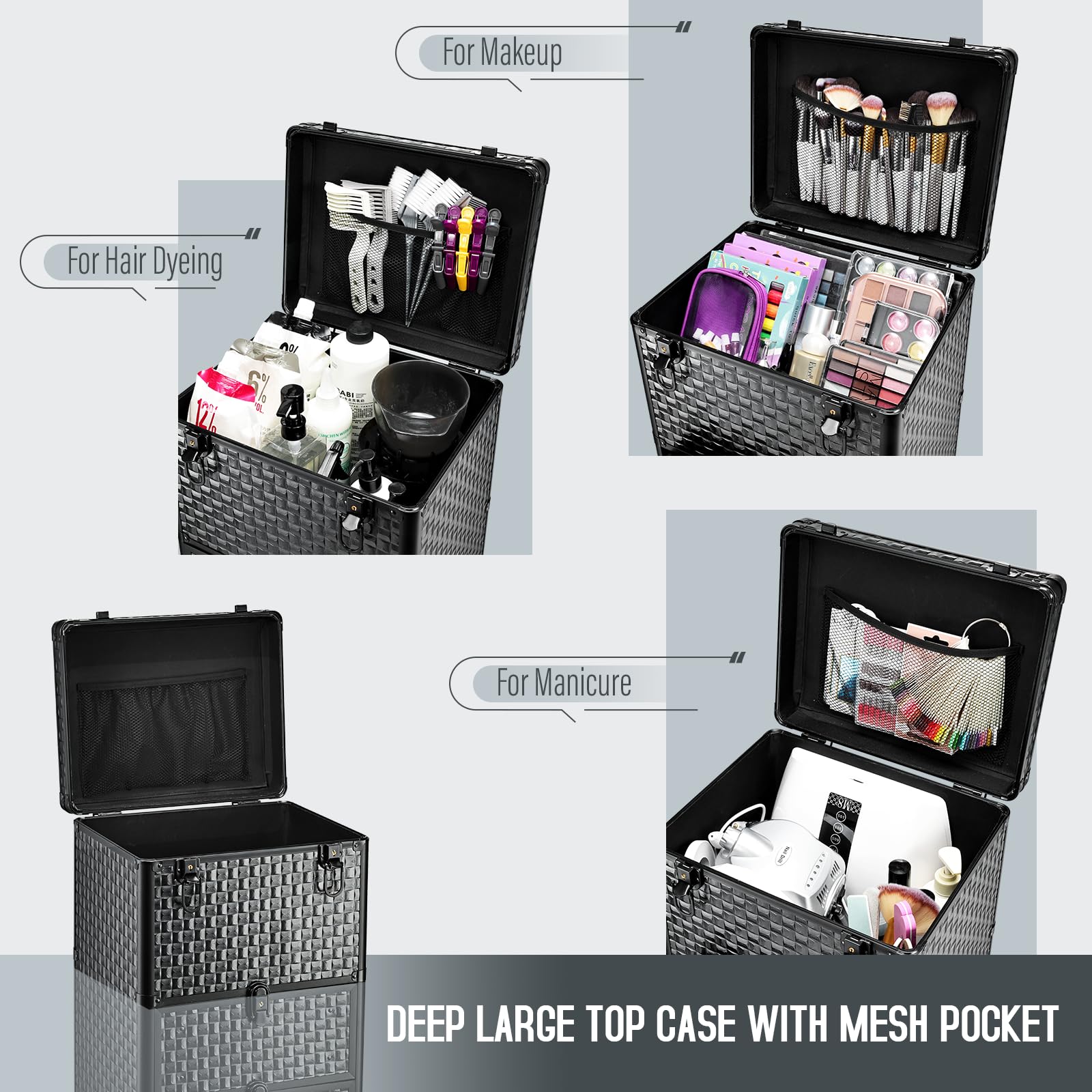 Carrito Yueieoun con tapa profunda para productos de spa y maquillaje
