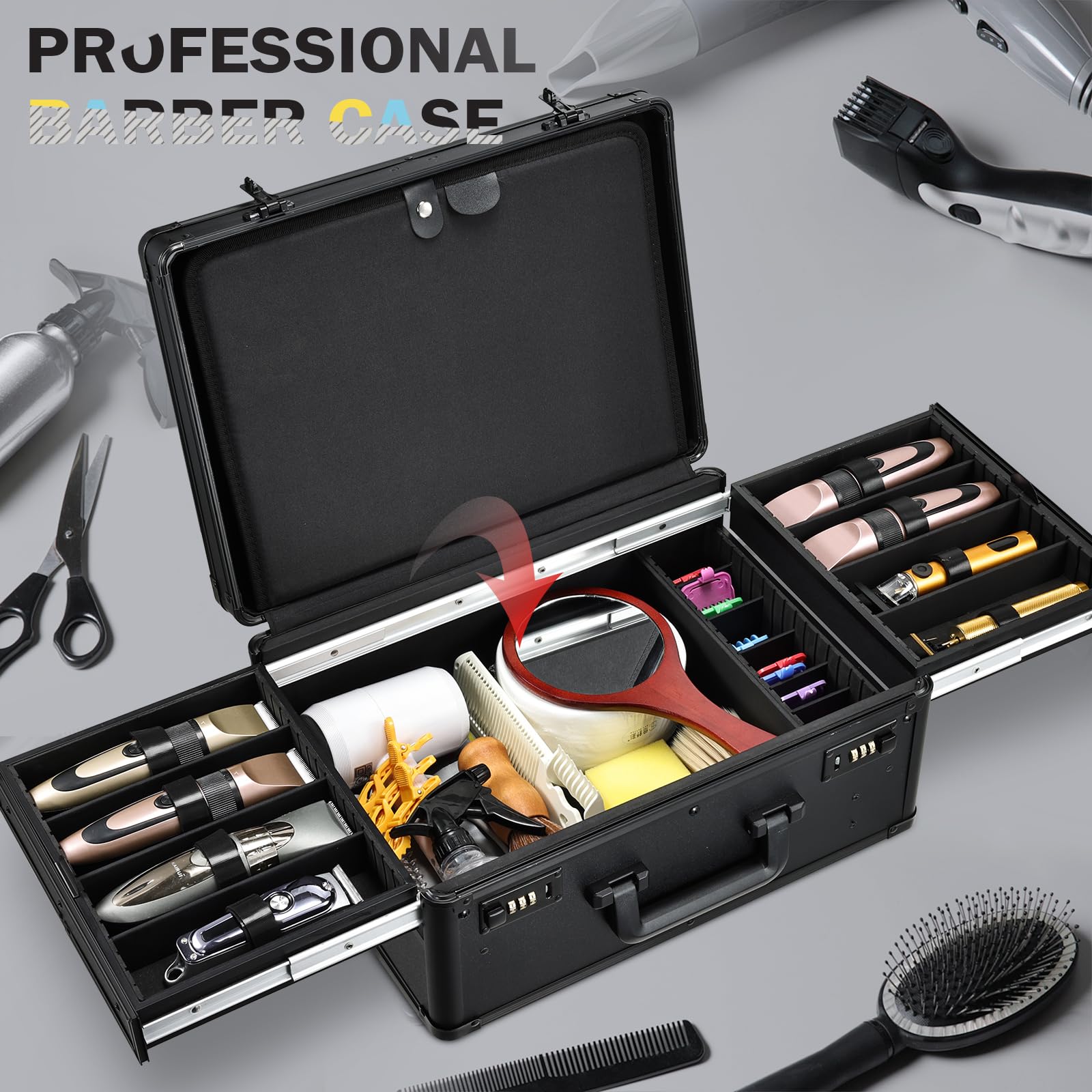 Estuche Yueieoun para clippers y herramientas, transporte seguro para profesionales.