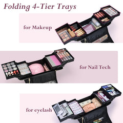 Yueieoun trousse maquillage à 4 étages pour accessoires