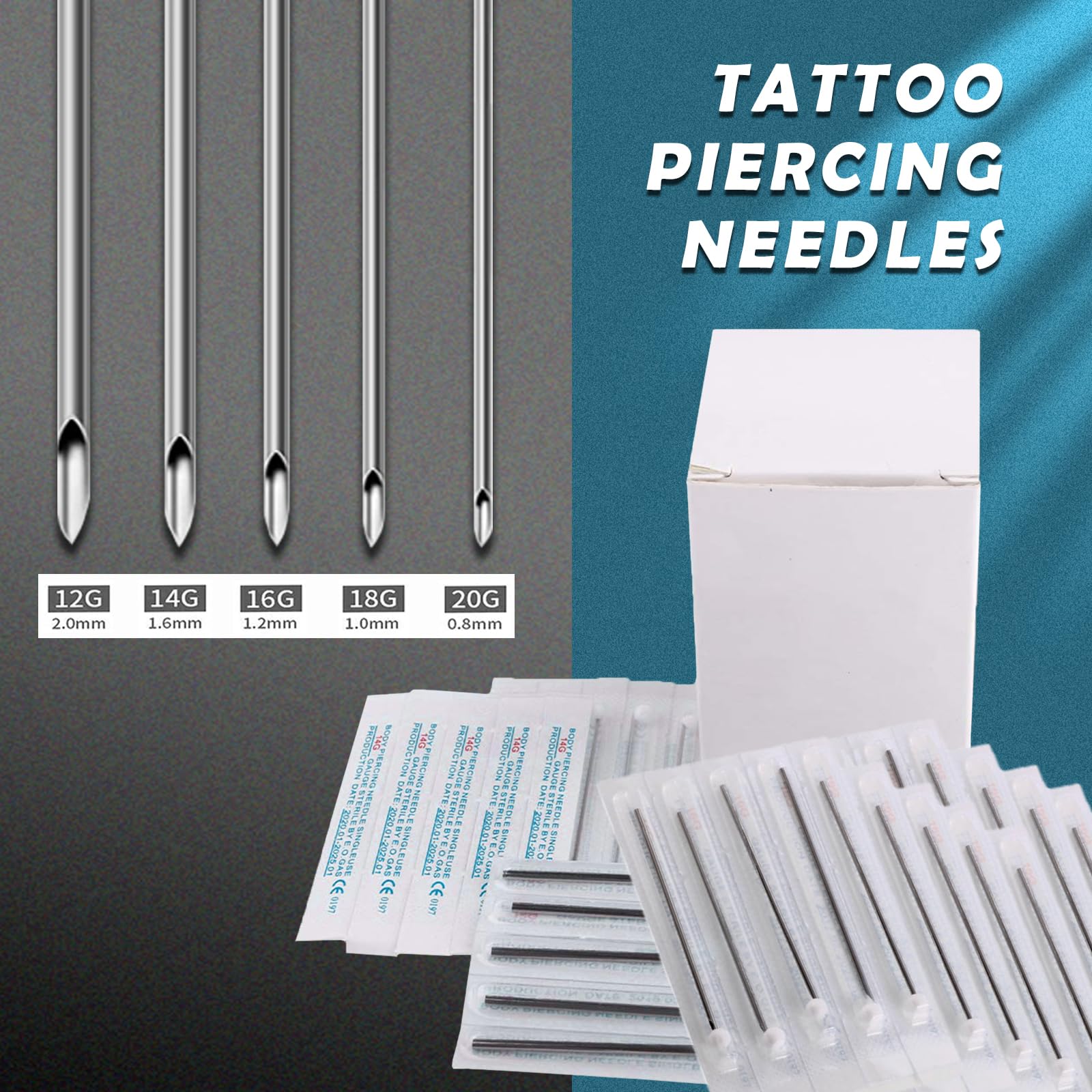 Agujas Yugui 316L de acero inoxidable, duraderas y limpias para perforaciones precisas.