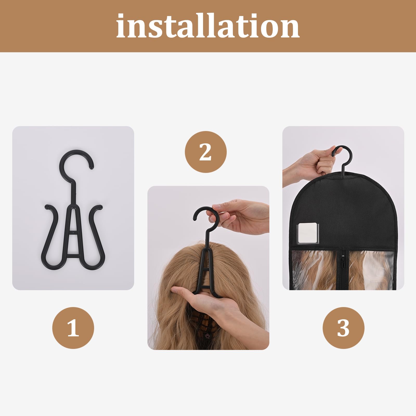 Almacenamiento ordenado de varias pelucas con protección de tela YUJIASH.