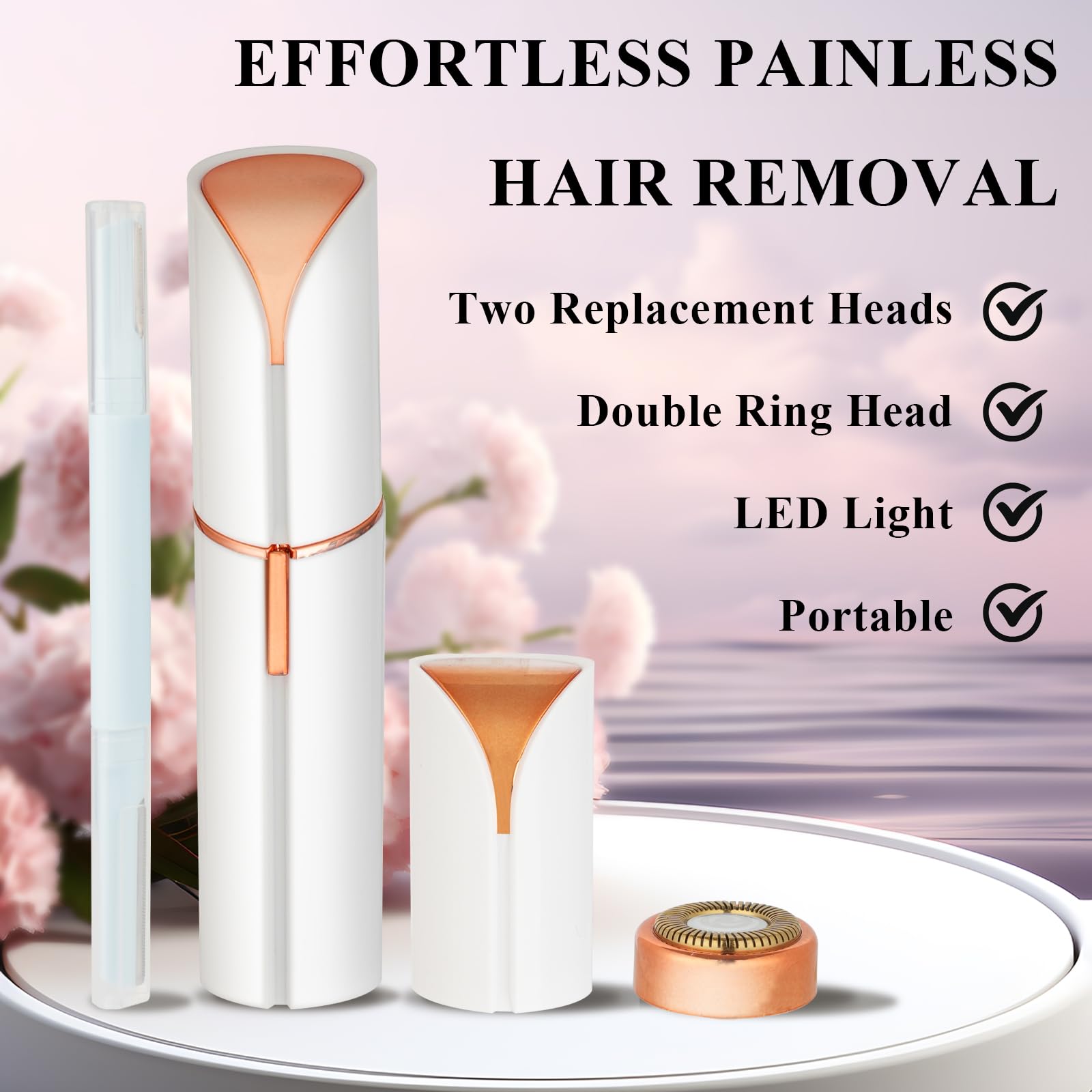 Tecnología mariposa de Yunmiss para un corte suave y preciso del vello facial.