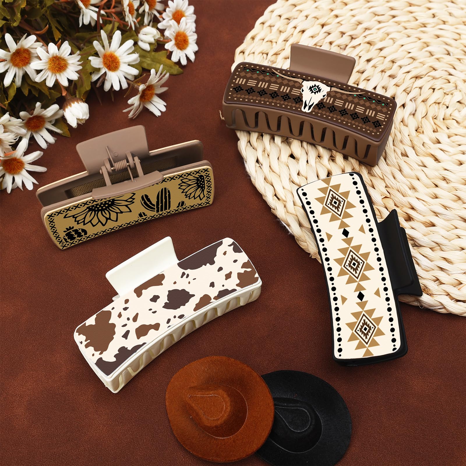 Yussti horquilla pelo western clip cuadrado grande, diseño versátil para peinados rápidos.