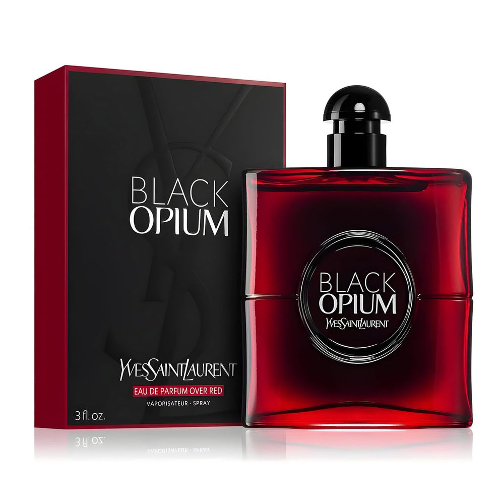 Fondo cálido de patchouli con una base amaderada en Black Opium Over Red