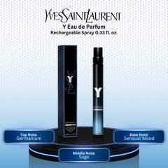YSL Y mini EDP travel spray shown for convenient reapplication