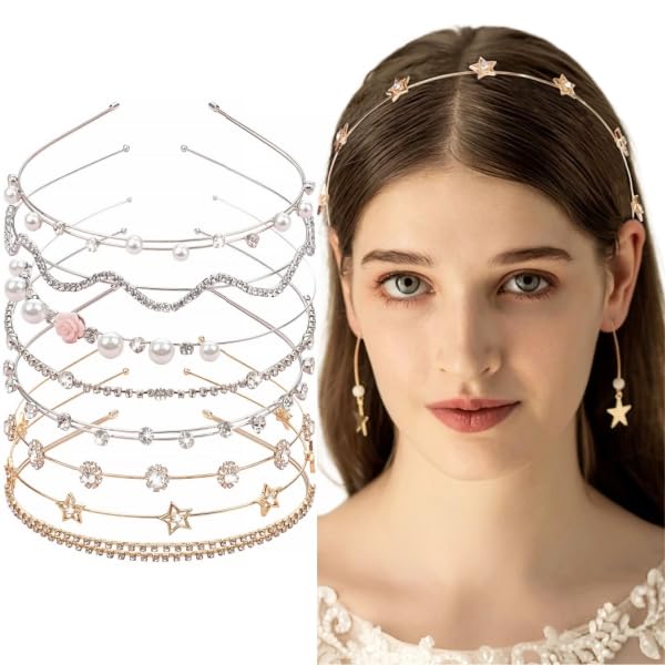 Diadema Yxiang con cristales y perlas en flor, acabado oro, brillo elegante.
