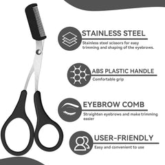 YYINGLI tijeras para cejas con peine incorporado para peinar y definir.
