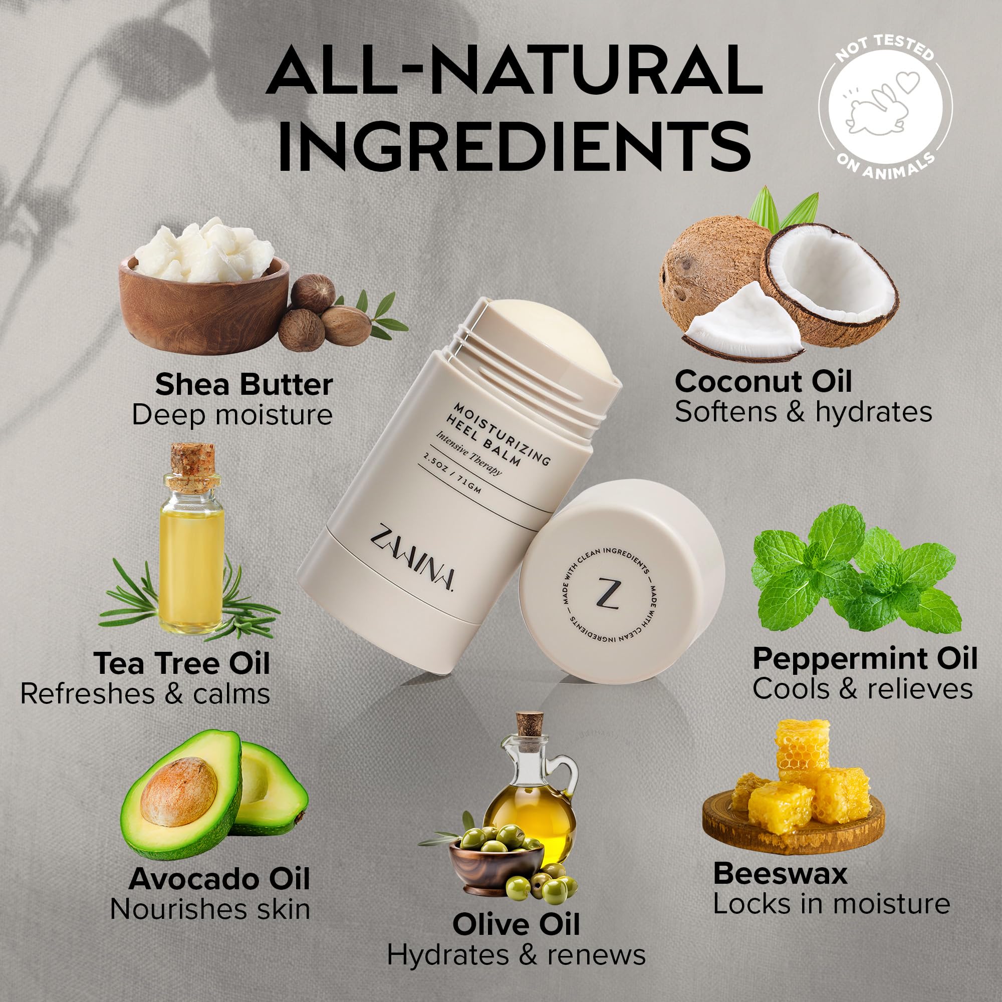 Ingredientes con manteca de karité y aceite de aguacate.