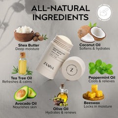 Ingredientes con manteca de karité y aceite de aguacate.