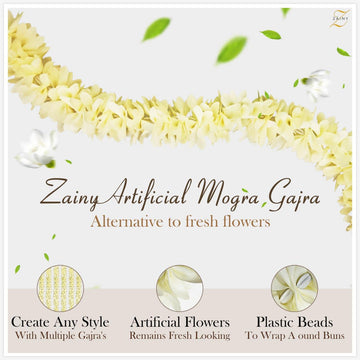 ZAINY gajra mogra blanca para decoración festiva del evento.