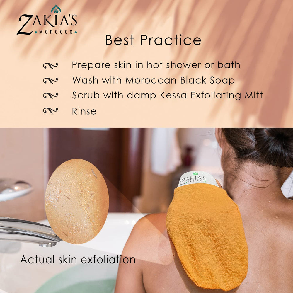 Guante exfoliante para ducha de Zakia's Morocco, elimina células muertas