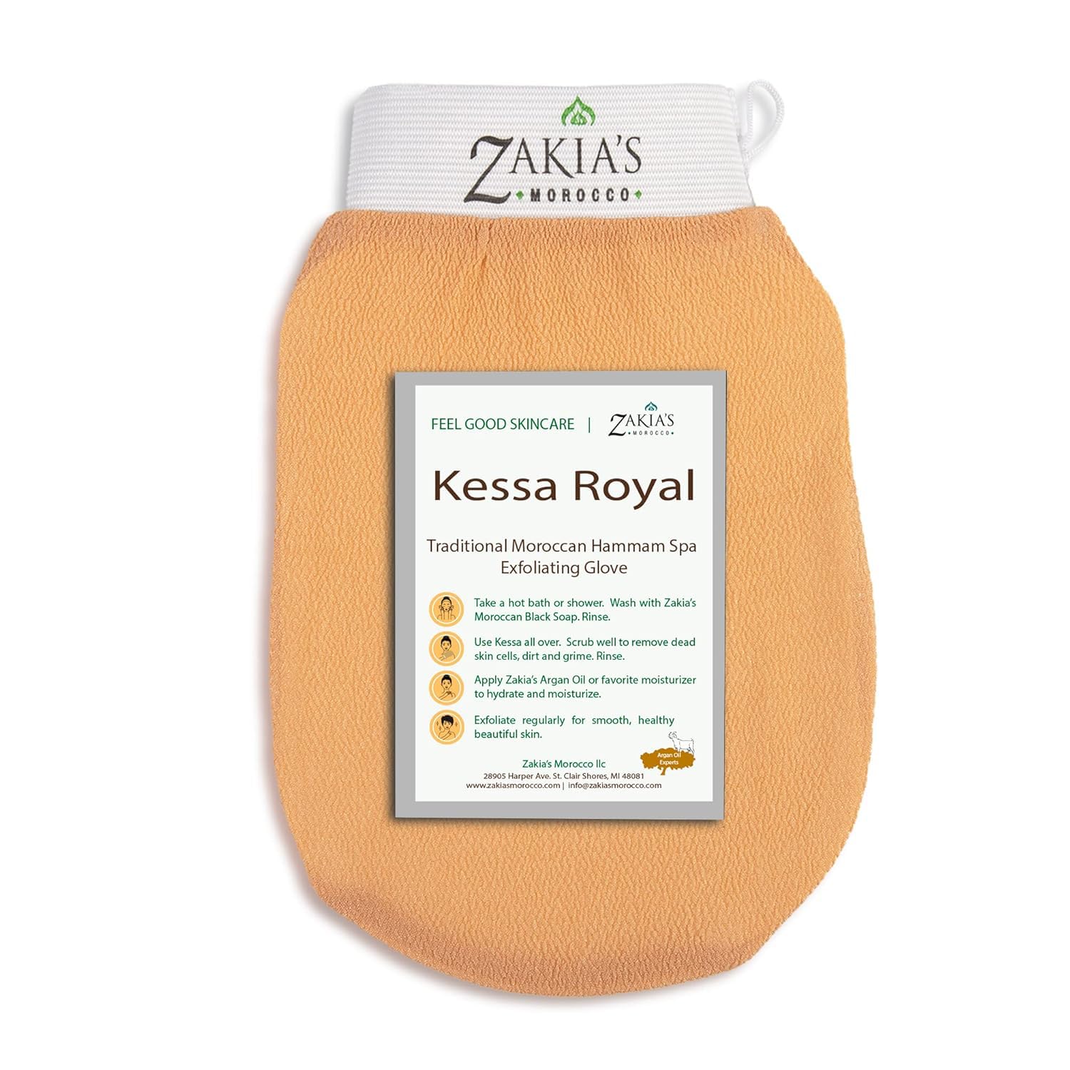 Kessa de Zakia's Morocco, guante salmón beige para renovar la piel