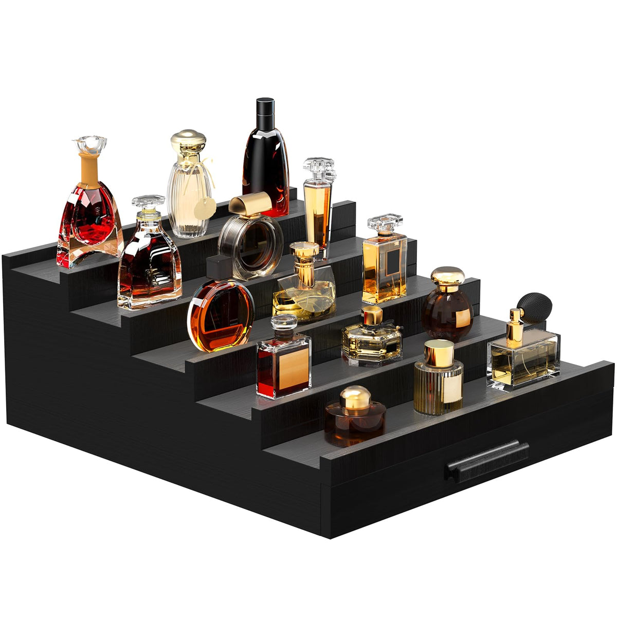 Zaldia organizador de colonia en madera con 5 estantes para exhibir fragancias.