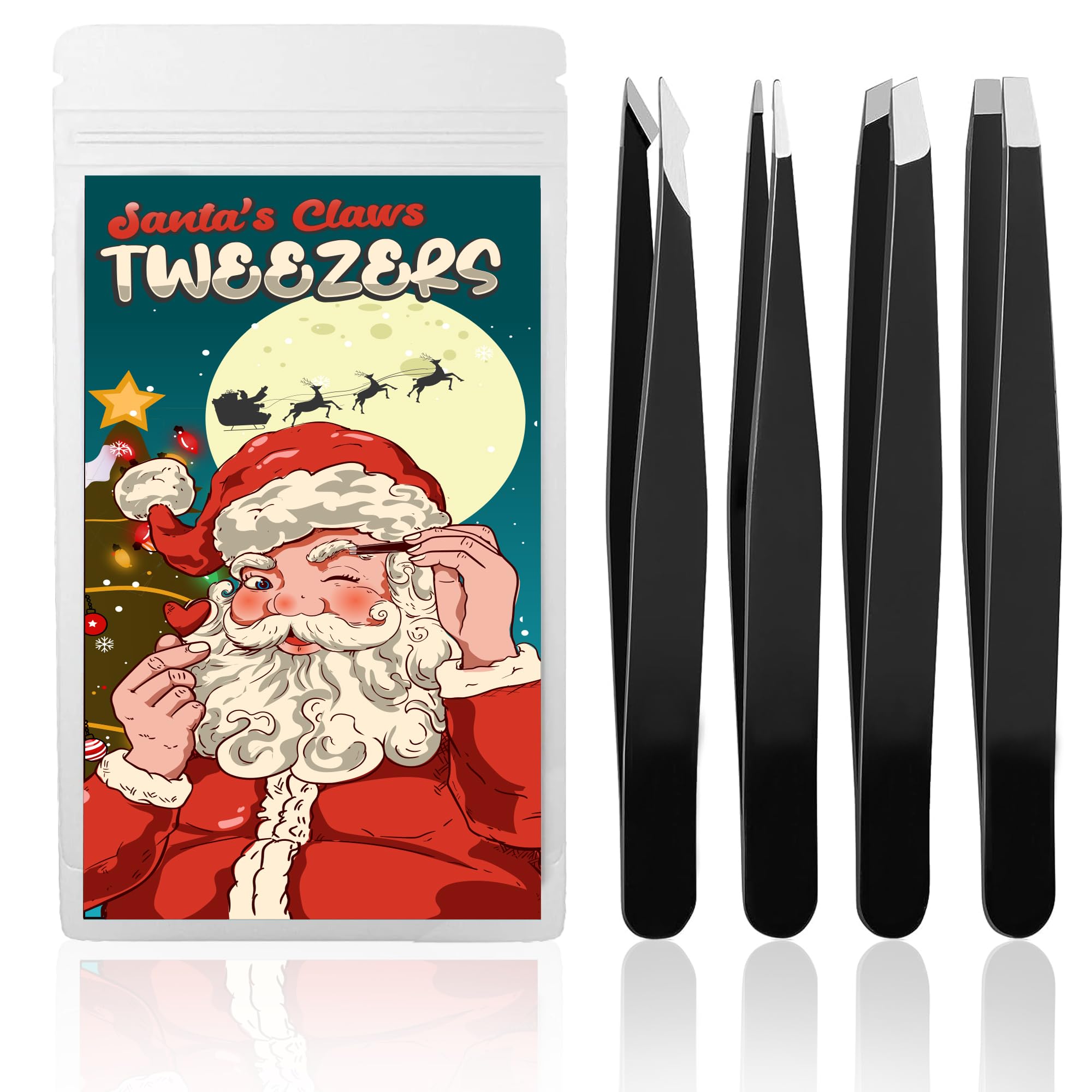 ZALIK juego de pinzas de precisión con cuatro estilos para cejas y vello facial.