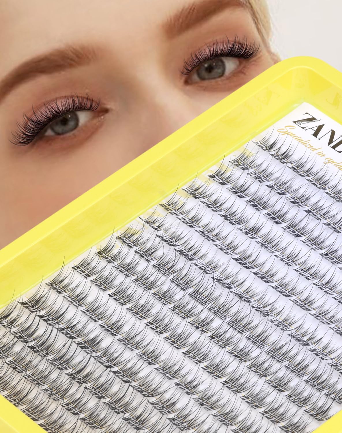 Pestañas Zanlufly cluster 9–11 mm para personalizar tu look.