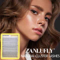 Pestañas Zanlufly cluster en material suave, duraderas y flexibles.