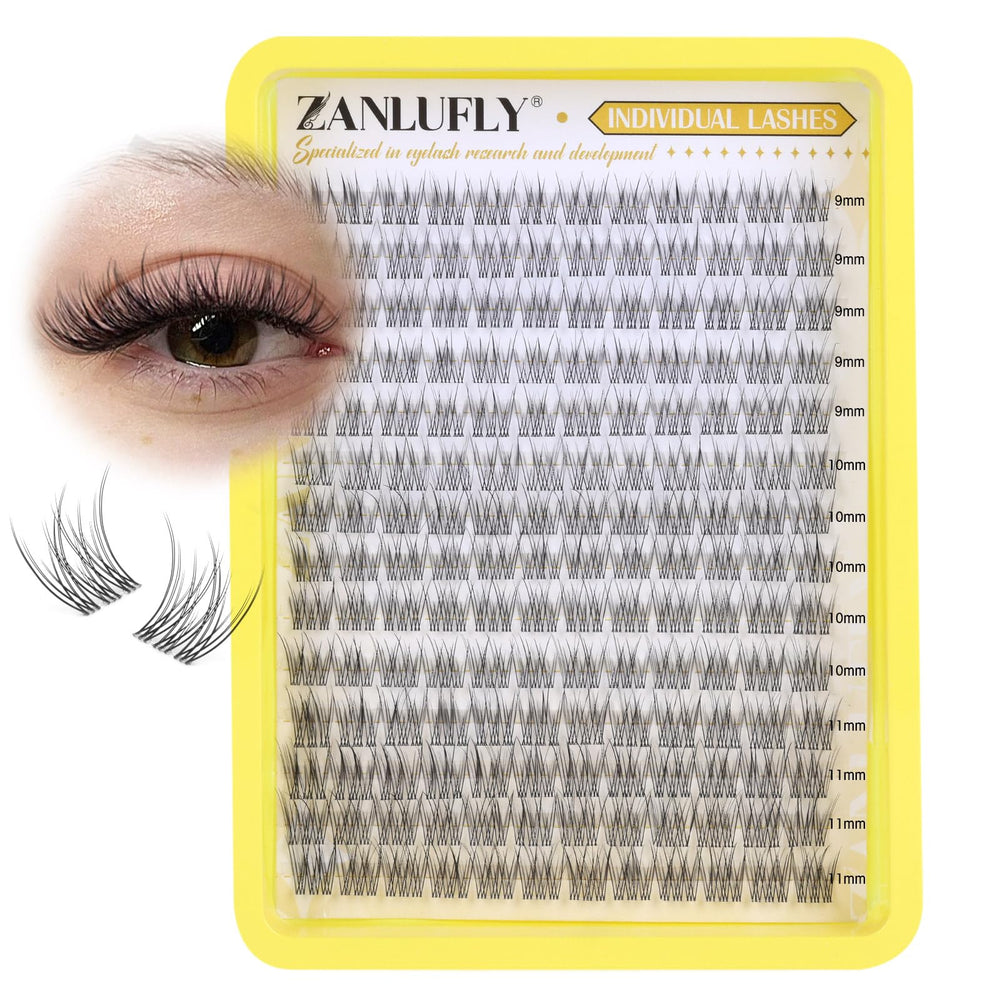 Pestañas Zanlufly cluster naturales CC-Curly 9mm, ligeras y para uso diario.