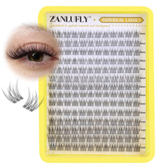 Pestañas Zanlufly cluster naturales CC-Curly 9mm, ligeras y para uso diario.