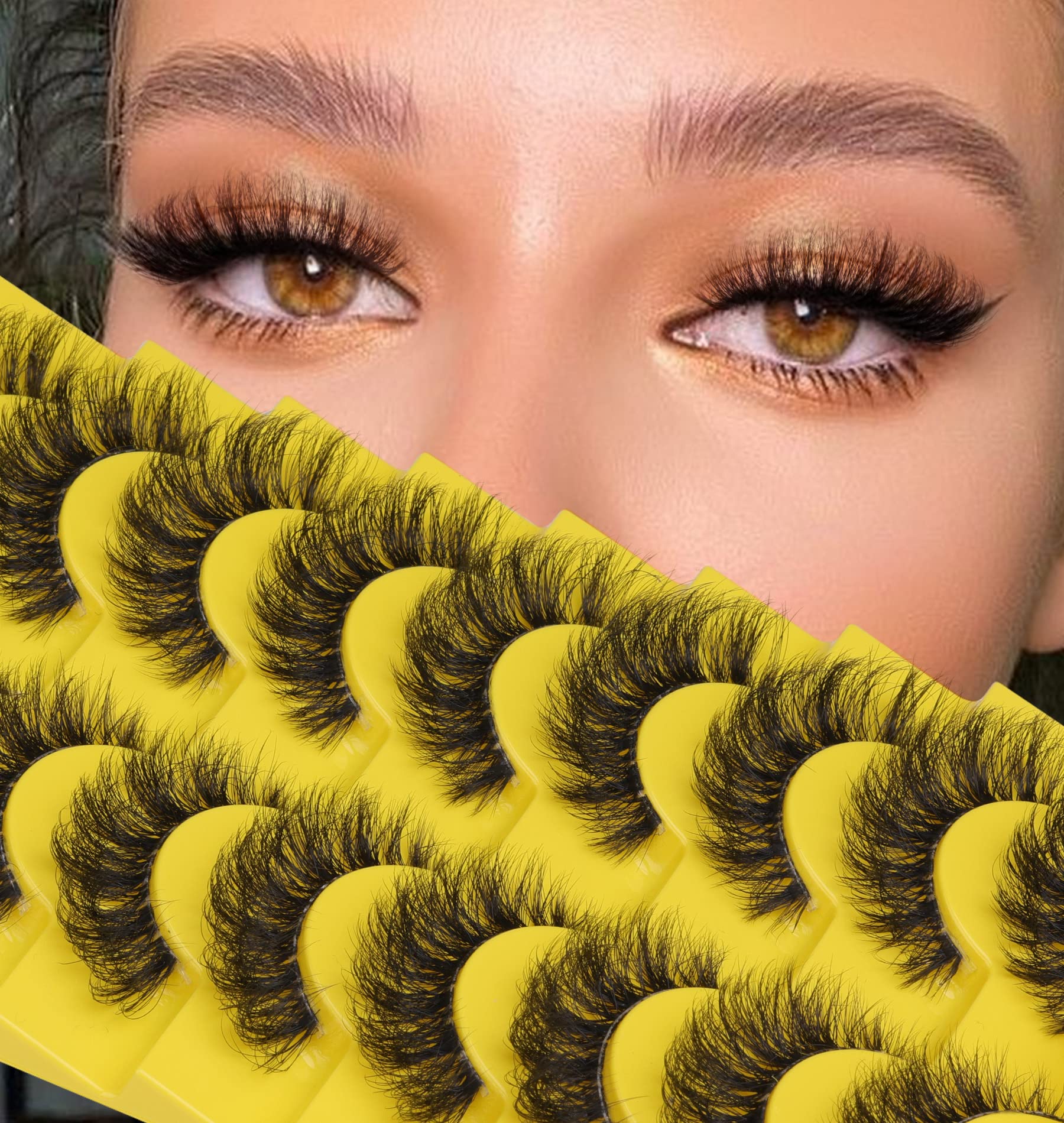 Pestañas Zanlufly con curva en D y volumen esponjoso para un look natural.