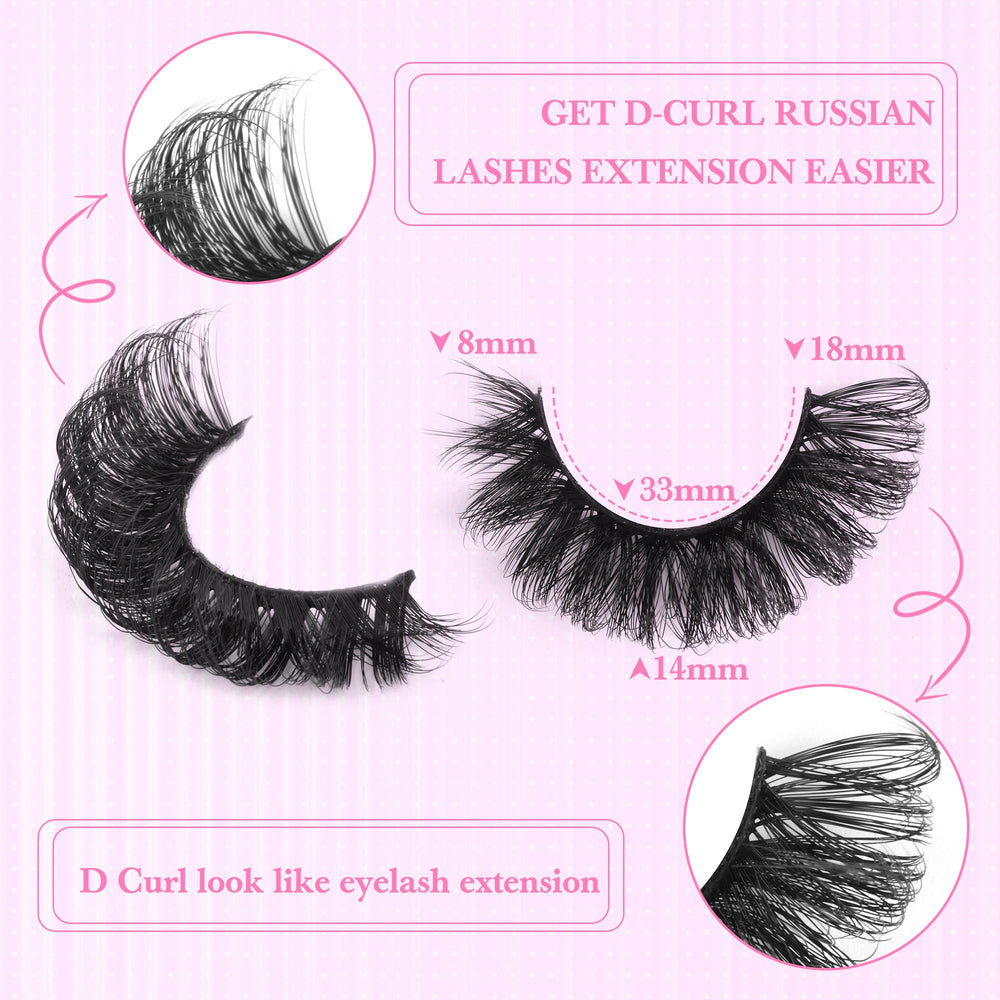 Pestañas Zanlufly estilo ruso para look dramático en casa.