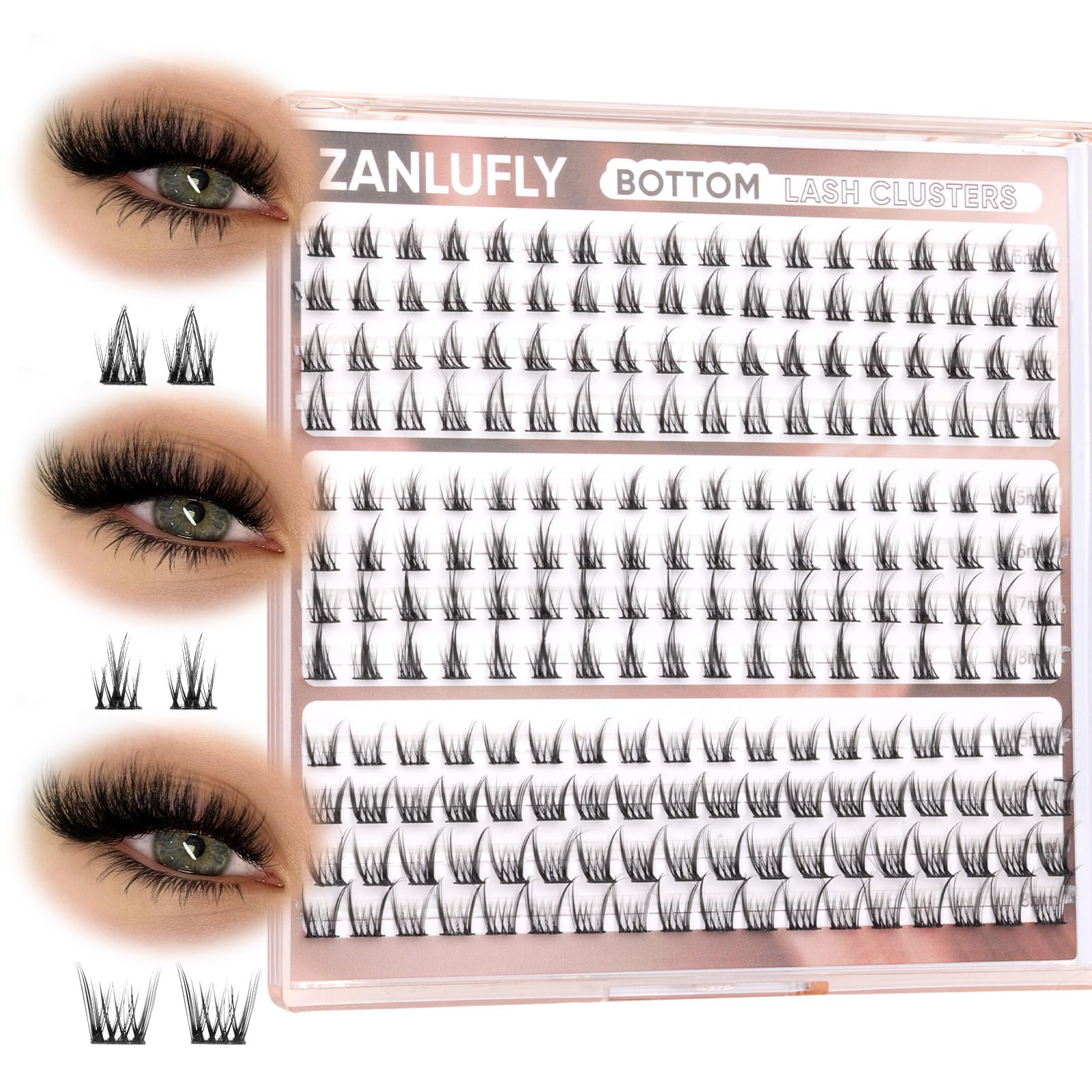 Pestañas inferiores Zanlufly 5mm; look suave y natural para uso diario.