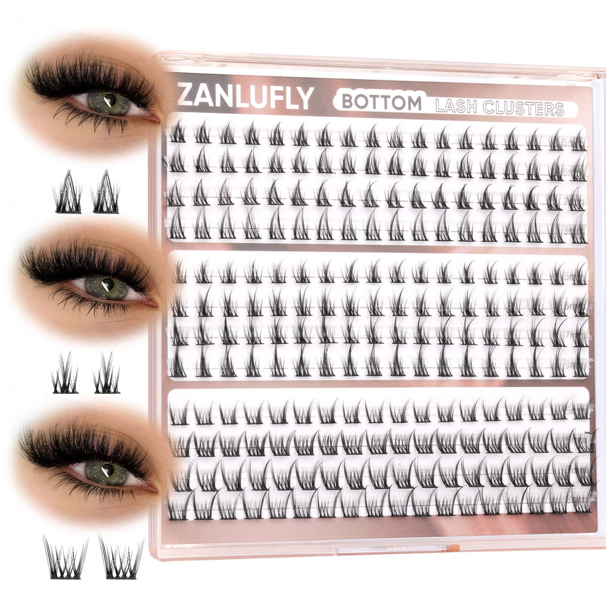 Pestañas inferiores Zanlufly 5mm; look suave y natural para uso diario.