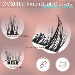 Pestañas inferiores Zanlufly 7mm; equilibrio entre volumen y naturalidad.