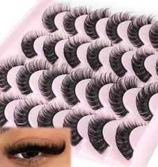 Pestañas rusas en tira de Zanlufly con curva D para un look más voluminoso.