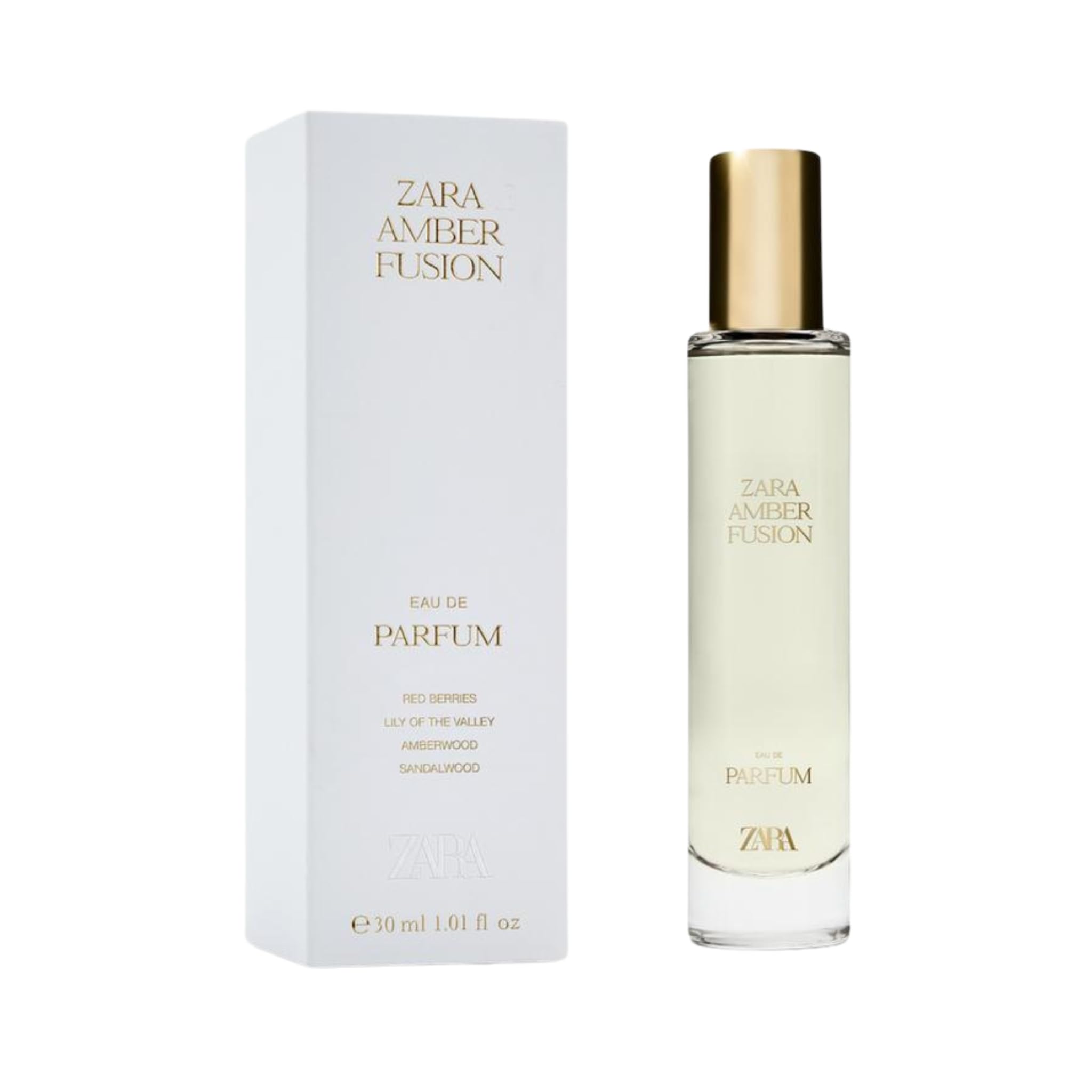 Zara Amber Fusion: botella de 30 ml lista para llevar y usar diariamente.