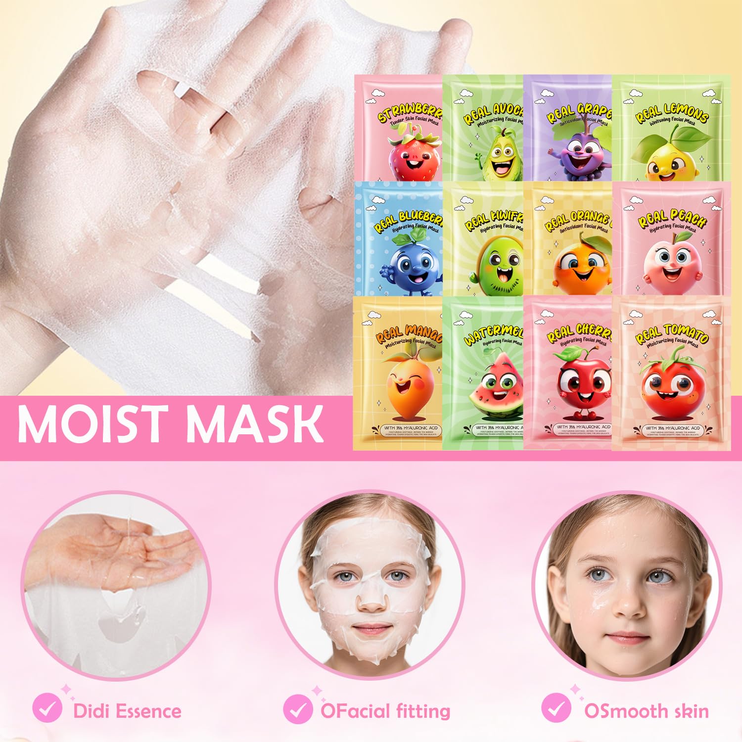 ZARICS mascarilla de sandía para niños, sensación refrescante