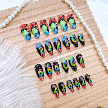 Uñas postizas multicolor ZASKHLD 2026 para celebraciones
