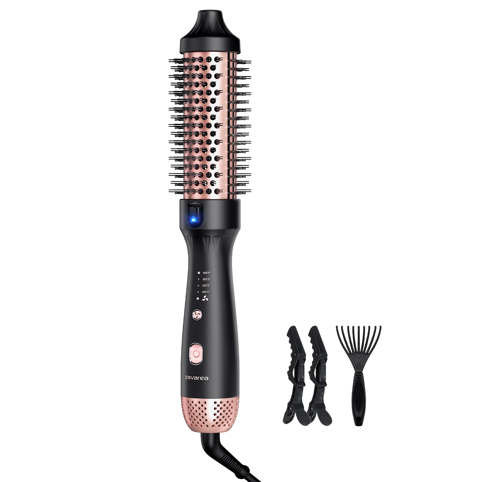 Zavarea Cepillo Termico 1.5'' en uso para peinado rápido y brillo.