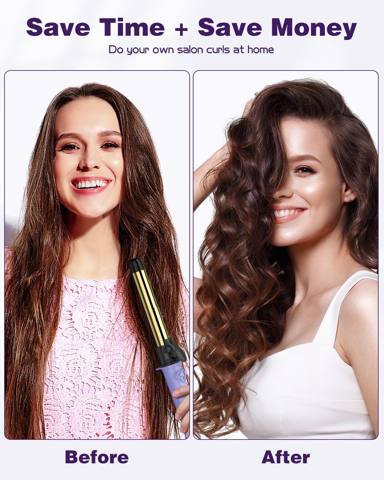 Zavarea Rizador automático con 5 niveles de calor para diferentes tipos de cabello.