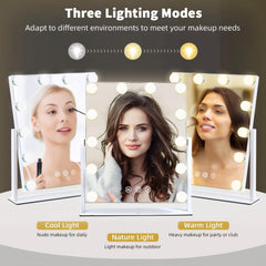 ZBOCAI tocador iluminado para maquillaje con tres tonalidades, ideal para uso diario.