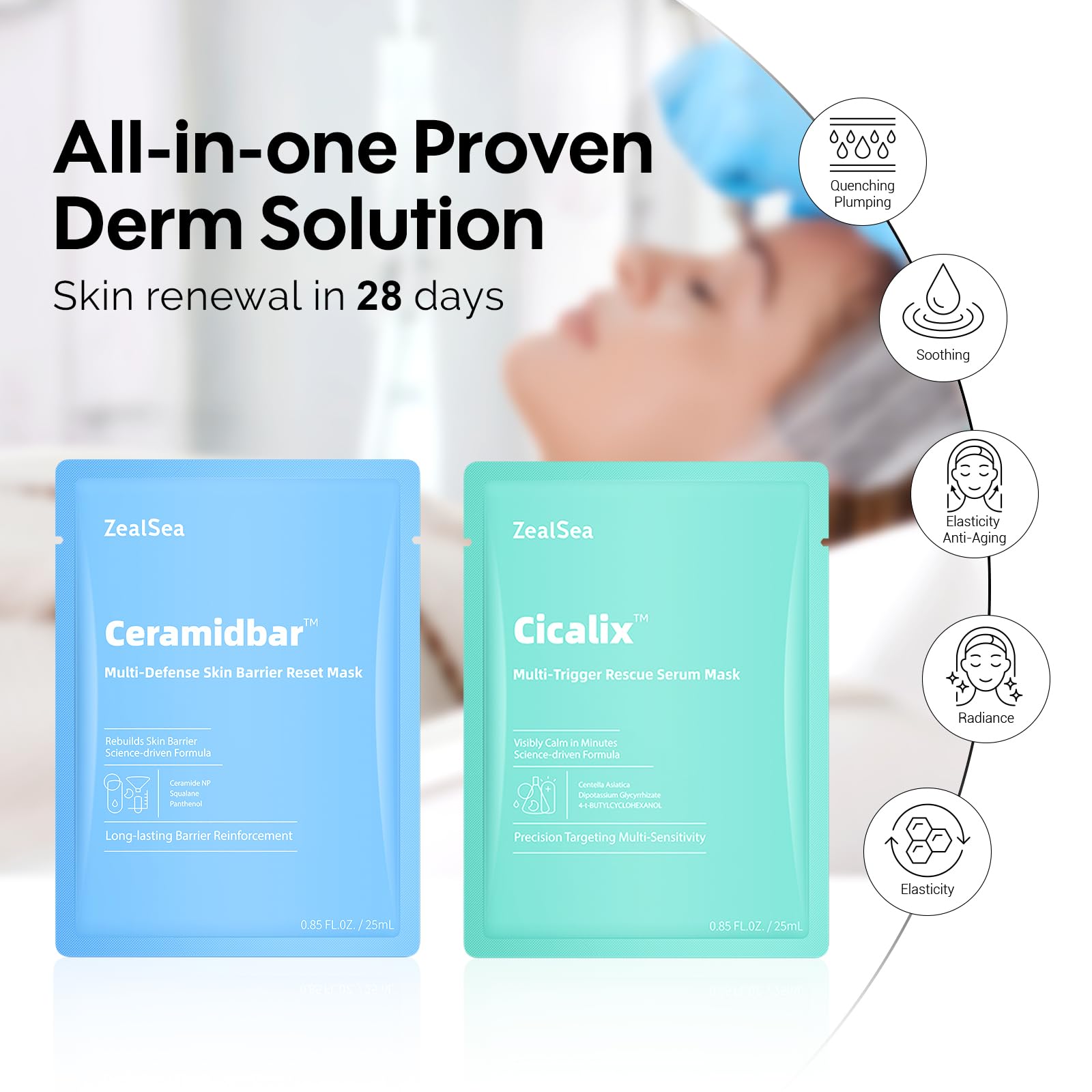 ZealSea Cicalix Ceramidbar – mascarilla brillo para trabajo de luminosidad.