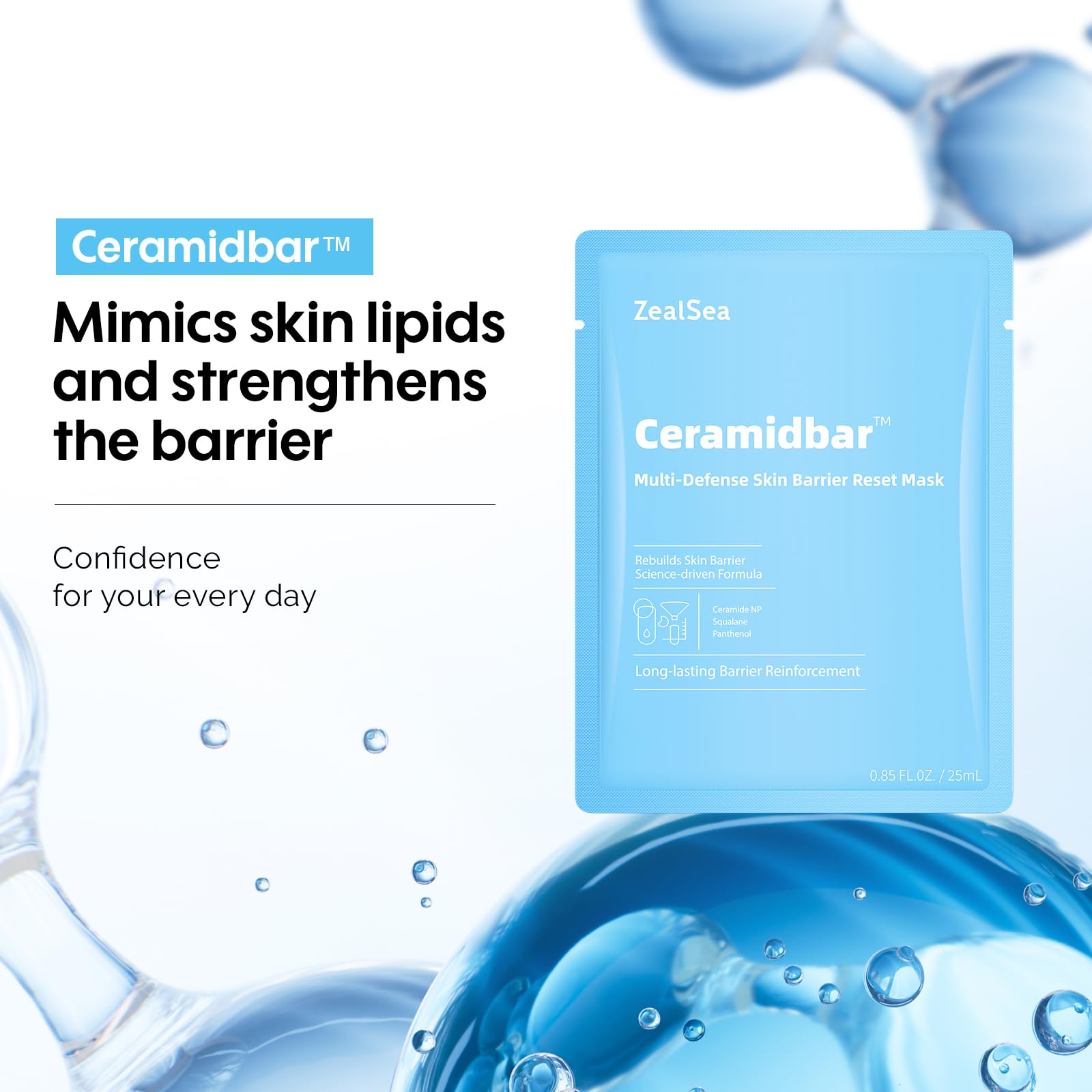 ZealSea Cicalix Ceramidbar – mascarilla alivio rápido para momentos de estrés.
