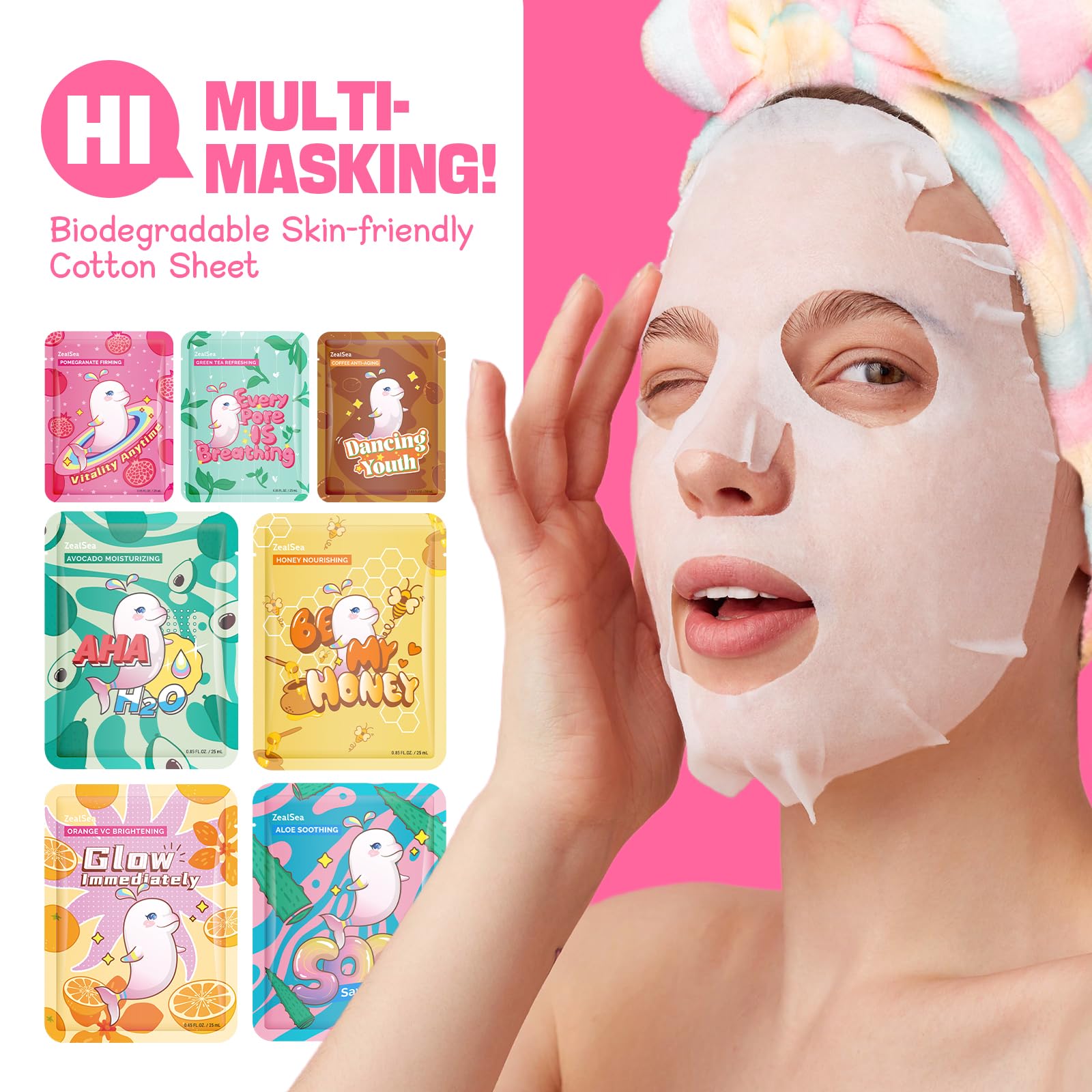 Mascarilla ZealSea con té verde para revitalizar la piel.