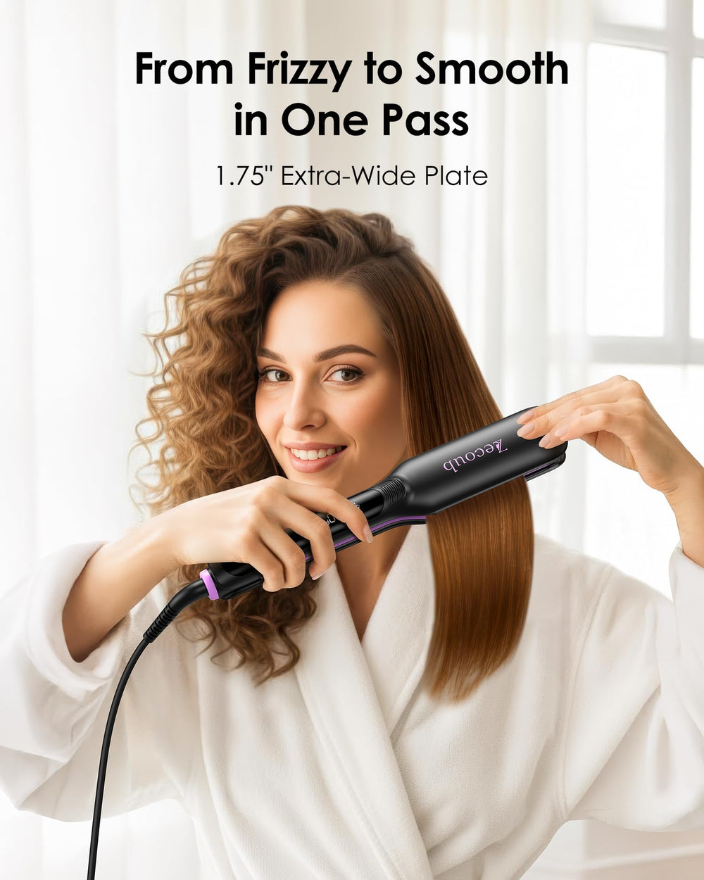 Plancha Zecoub con tecnología iónica para eliminar el frizz.